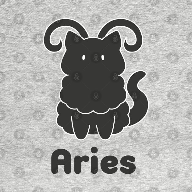 Aries Cat Zodiac Sign with Text (Black and White) by artdorable